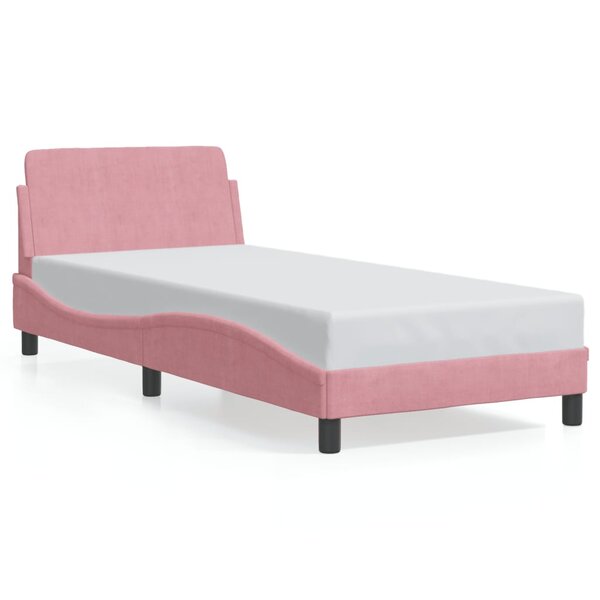 vidaXL Cadre de lit et tête de lit sans matelas rose 90x200 cm velours