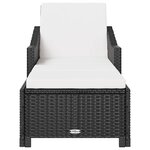 vidaXL Chaise longue avec coussin blanc crème Résine tressée Noir