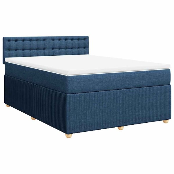 vidaXL Sommier à lattes de lit avec matelas Bleu 140x200 cm Tissu