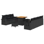 vidaXL Ensemble de canapé de jardin 10 Pièces Noir polyrotin