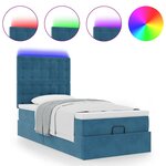 vidaXL Cadre de lit ottoman avec matelas bleu foncé 100x200 cm velours