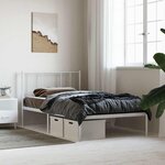 vidaXL Cadre de lit métal sans matelas et tête de lit blanc 107x203 cm