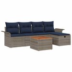 vidaXL Ensemble de canapé de jardin avec coussin 6 Pièces Gris polyrotin