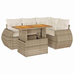 vidaXL Salon de jardin avec coussins 5 Pièces beige résine tressée