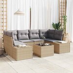 vidaXL Ensemble de canapé de jardin 7 Pièces Beige  Gris 55 x 55 x 37 cm