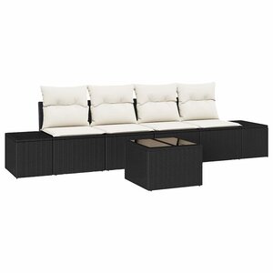 vidaXL Ensemble de canapé de jardin 5 Pièces Noir  Crème 55 x 55 x 37 cm
