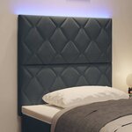 vidaXL Tête de lit LED Gris foncé 90 cm Velours