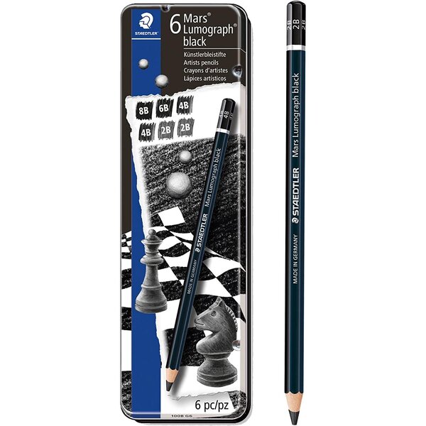 Etui métal de 6 Crayons Mars Lumograph black STAEDTLER
