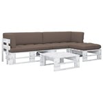 vidaXL Salon de jardin palette 4 Pièces et coussins Pin imprégné de blanc