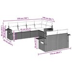 vidaXL Salon de jardin avec coussins 7 Pièces gris clair résine tressée