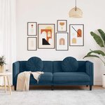 vidaXL Canapé avec coussins 3 places bleu velours