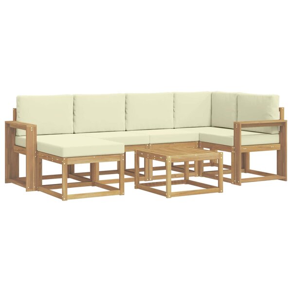 vidaXL Ensemble de canapés d'extérieur 7 pc Blanc et crème