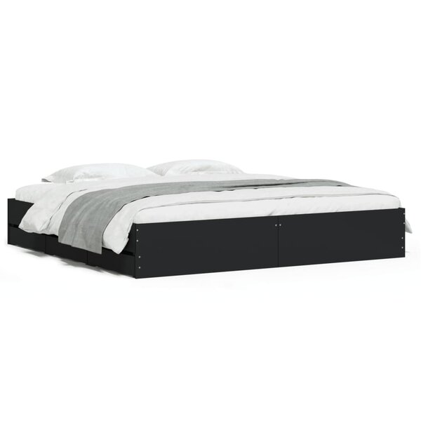 vidaXL Cadre de lit avec tiroirs sans matelas noir 160x200 cm