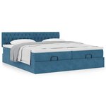 VidaXL Cadre de lit ottoman avec matelas bleu foncé 180x200 cm velours
