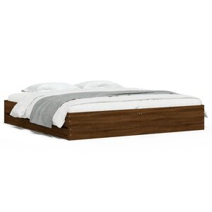 vidaXL Cadre de lit avec tiroirs sans matelas chêne marron 200x200 cm