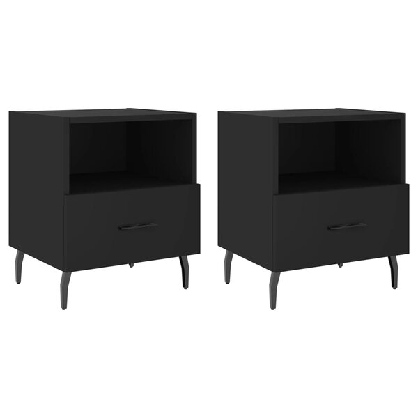 vidaXL Tables de chevet 2 Pièces noir 40x35x47 5 cm bois d’ingénierie