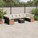 vidaXL Salon de jardin 11 Pièces avec coussins noir résine tressée