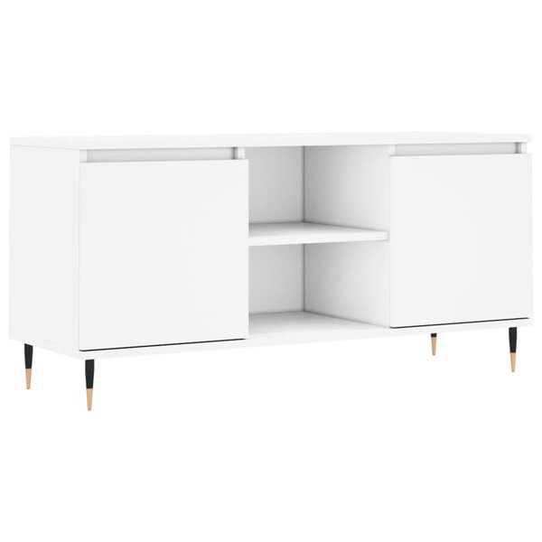 vidaXL Meuble TV blanc 104x35x50 cm bois d'ingénierie