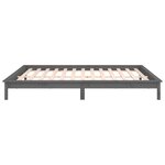 vidaXL Cadre de lit à LED gris 140x190 cm bois massif