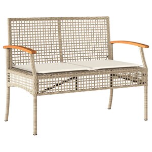vidaXL Banc de jardin avec coussin beige résine tressée et acacia