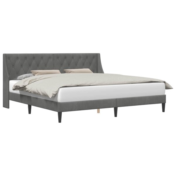 vidaXL Cadre de lit avec tête de lit Gris foncé 200 x 200 cm Velours