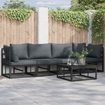 vidaXL Ensemble de canapé de jardin avec coussin 5 Pièces Noir Aluminium