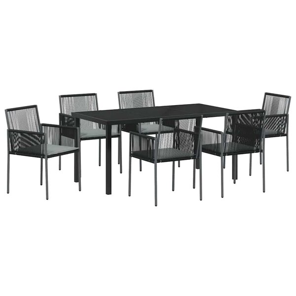vidaXL Ensemble de salle à manger pour jardin 7 Pièces Noir Rotin PE