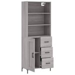 vidaXL Buffet haut Sonoma gris 69 5x34x180 cm Bois d'ingénierie