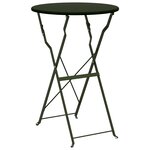 vidaXL Table Bistrot Pliable Vert Foncé Ø50x71 cm Acier Revêtu