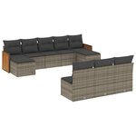 vidaXL Salon de jardin avec coussins 10 Pièces gris résine tressée