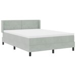 Lit Box Spring vidaXL avec Matelas Gris clair 160x200 cm Velours