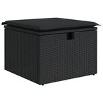 vidaXL Tabouret de jardin avec coussin noir 55x55x37 cm résine tressée