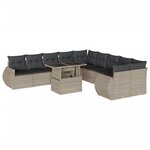 vidaXL Salon de jardin 11 Pièces avec coussins gris clair résine tressée