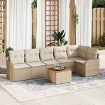 vidaXL Ensemble de canapé de jardin 7 Pièces Beige et blanc