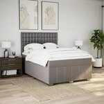 vidaXL Sommier à lattes de lit avec matelas Taupe 140x200 cm Tissu