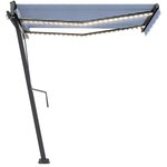 vidaXL Auvent automatique capteur de vent/LED 350x250 cm Bleu et blanc