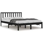 vidaXL Cadre de lit sans matelas noir bois de pin massif