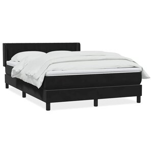 vidaXL Sommier à lattes de lit avec matelas noir 140x210 cm velours