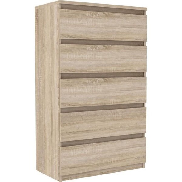 Commode CHELSEA 5 tiroirs - 77 2 x 42 2 x 128 1 - chêne sonoma