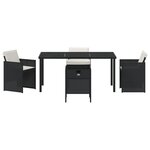 vidaXL Ensemble de repas de jardin 5 pièces avec coussins Noir Poly Rotin