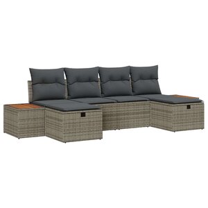 vidaXL Ensemble de canapé de jardin avec coussin 6 Pièces Gris polyrotin