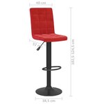 vidaXL Tabourets de bar lot de 2 rouge bordeaux velours