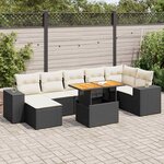 vidaXL Salon de jardin 8 Pièces avec coussins noir résine tressée