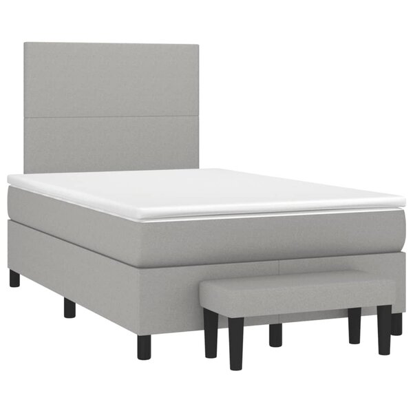 vidaXL Sommier à lattes de lit et matelas gris clair 120x190 cm tissu