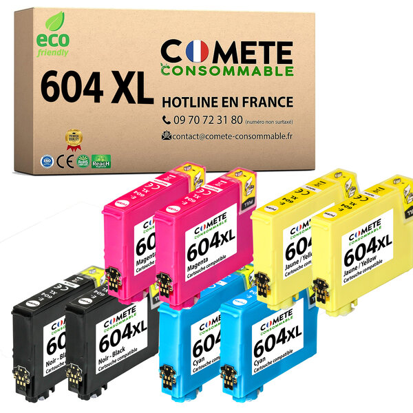 8 Cartouches 604 XL Epson Compatibles Comete, Entreprise Française