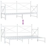 vidaXL Lit de jour avec lit gigogne sans matelas blanc 80x200 cm acier