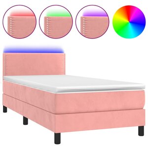 vidaXL Sommier à lattes de lit avec matelas LED Rose 80x200 cm Velours