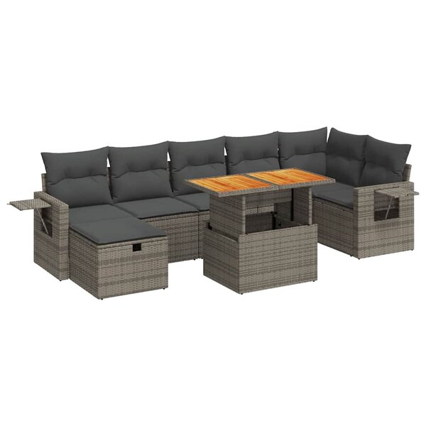 vidaXL Salon de jardin 5 Pièces avec coussins gris résine tressée acacia