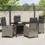 vidaXL Ensemble de salle à manger de jardin 5 pièces avec coussins - Gris en résine poly.