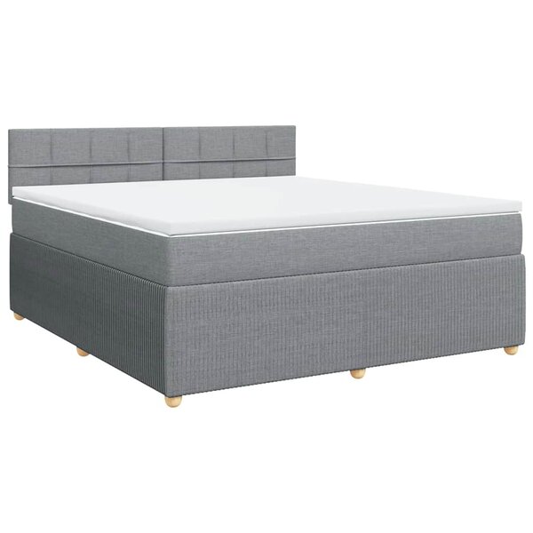 vidaXL Sommier à lattes de lit avec matelas Gris clair 180x200cm Tissu